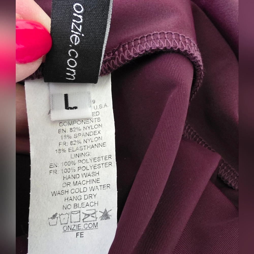 Onzie Flow Sporty Legging With Highwaist & Mesh Cutouts Front 2051 Size L Maroon - Picture 6 of 8